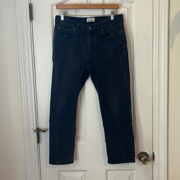 ACNE Studios | The Row Straight Leg Black Crease Cropped Denim Jean Size 29/8 - Picture 3 of 13